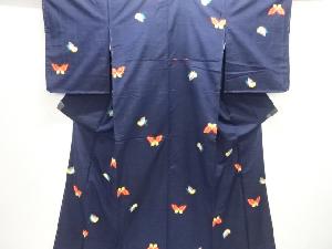 未使用品　蝶模様織り出し手織り紬着物